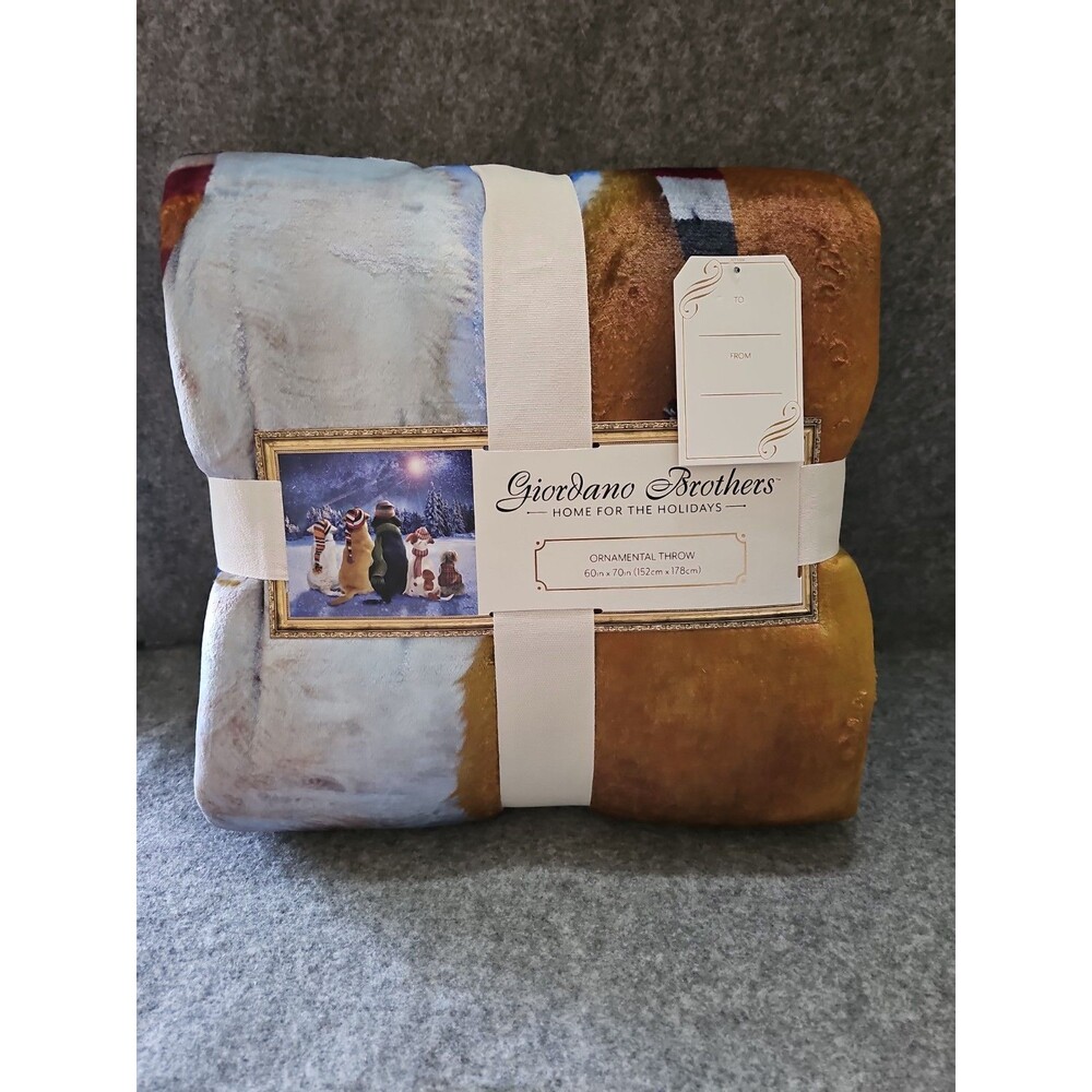 Berkshire Giordano Bros Home For The Holidays Ornamental Throw Dogs 60x70